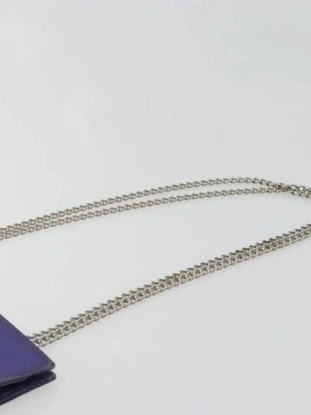 CHANEL Hologram Line Chain Shoulder Bag Nylon Purple Silver CC Auth bs35589A